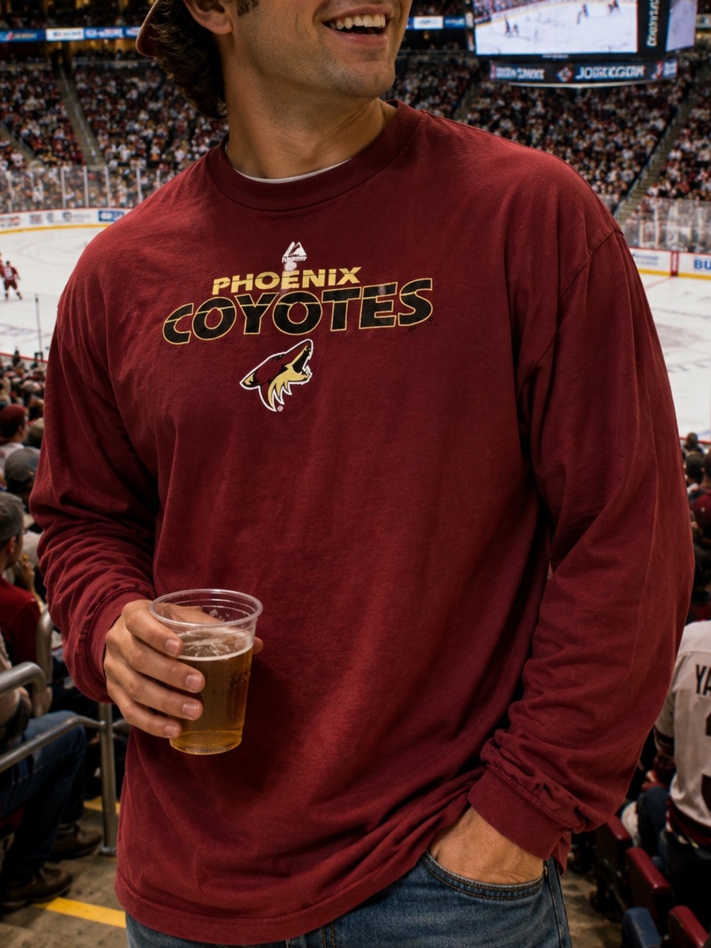 Vintage Y2K Phoenix Coyotes Majestic Long Sleeve Graphic T-Shirt 4XL NHL